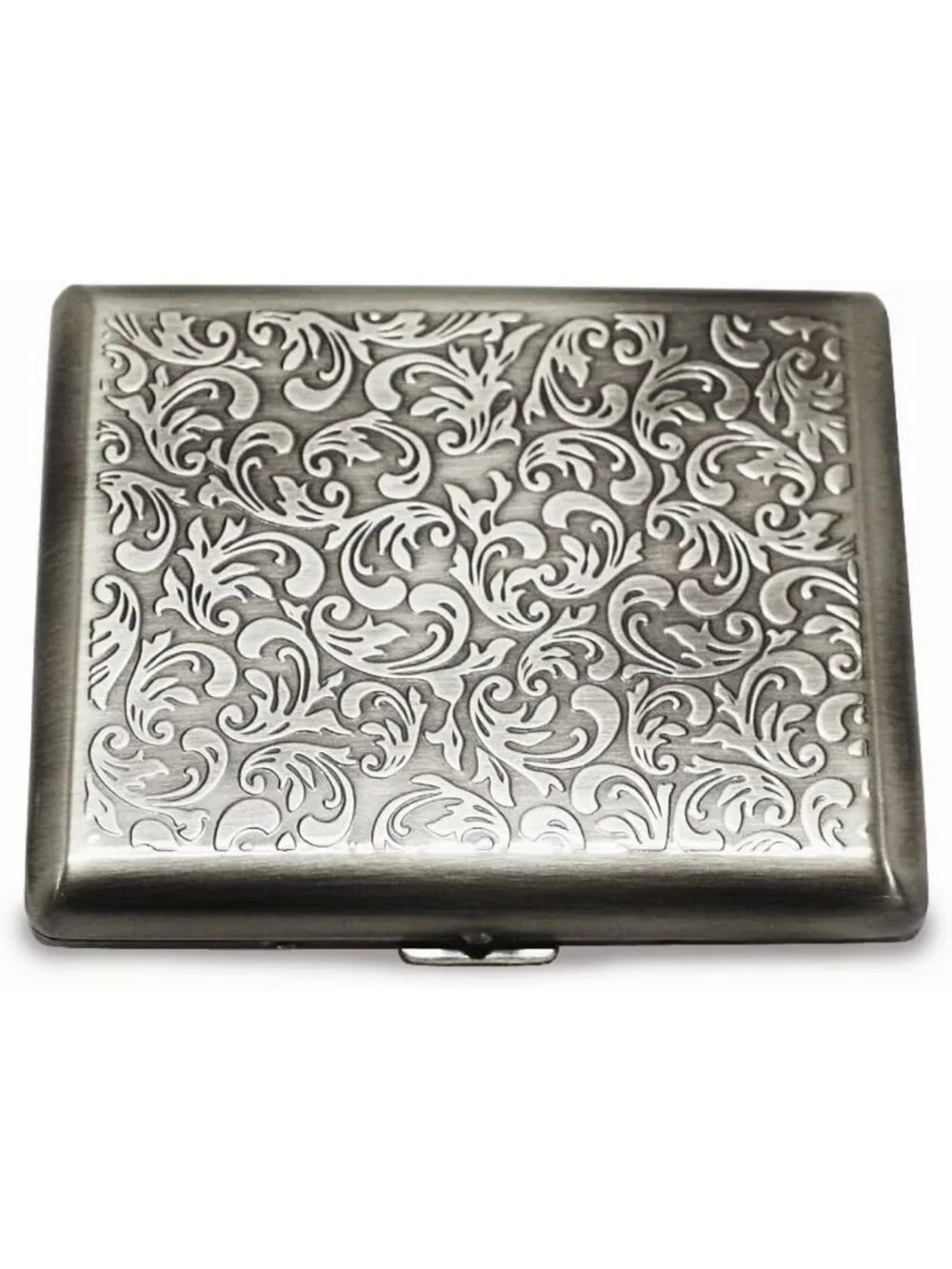 Stylish Silver-Tone Cigarette/Card Case - Holds 20, Sleek Design, Perfect Gift